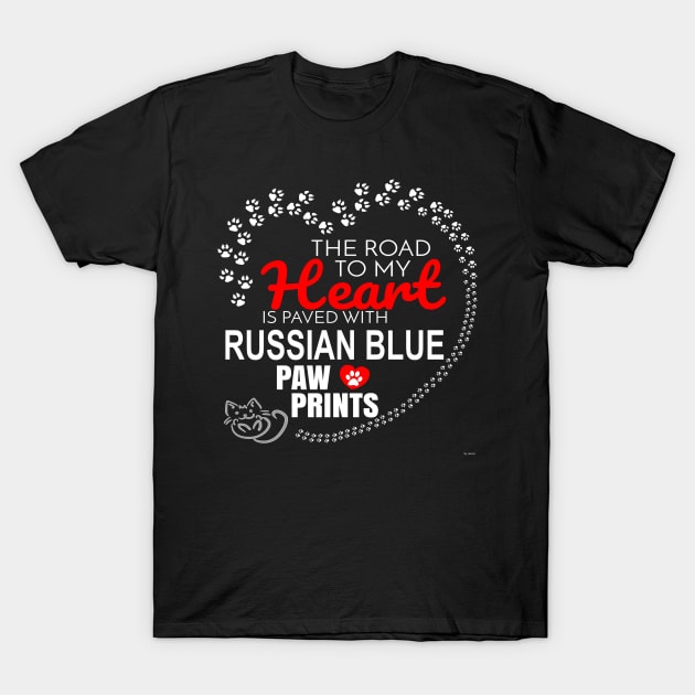 My Russian Blue Paw Prints - Gift For Russian Blue Parent T-Shirt by HarrietsDogGifts